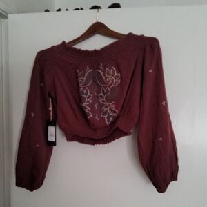 Shyanne Maroon Floral Embroidered Blouse